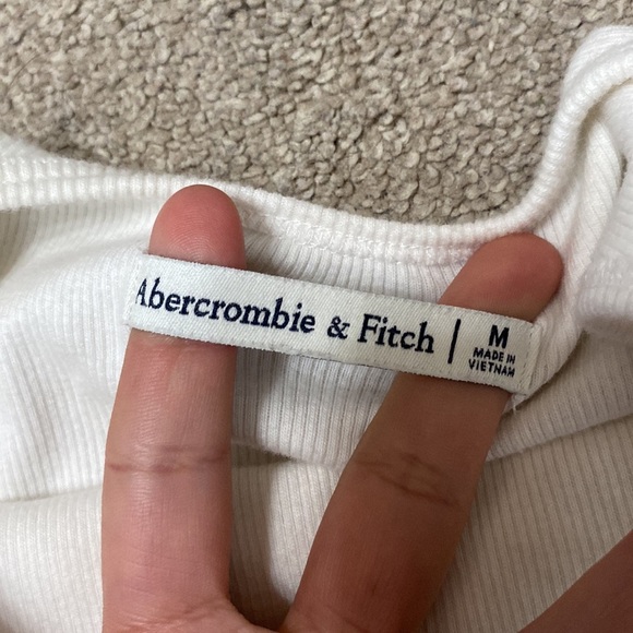Abercrombie & Fitch White Surplice Ribbed Bodysuit Size M - Picture 2 of 4